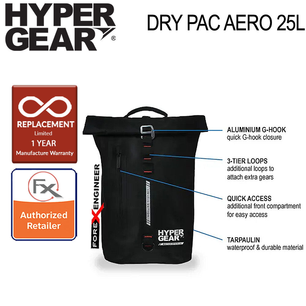 Hypergear Dry Pac  Aero 25L - Heavy-duty Design and IPX6 Waterproof Specification - Camo Grey Alpha ( Base Only Without Fast Slot E)