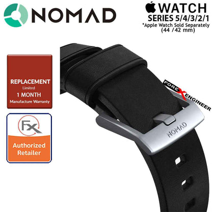 Nomad Active Strap Waterproof Black Leather for Apple Watch Series 7 - SE - 6 - 5 - 4 - 3 - 2 - 1 ( 45mm - 44mm - 42mm ) ( Silver Hardware ) ( Barcode : 856500018324 )