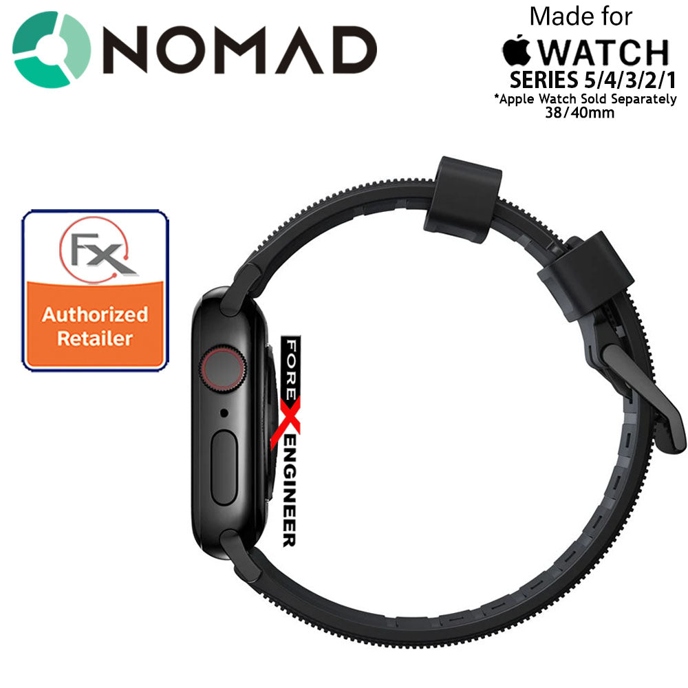 Nomad Rugged Strap Version 2 for Apple Watch Series 7 - SE - 6 - 5 - 4 - 3 - 2 - 1 ( 41mm - 40mm - 38mm ) - Black ( Barcode: 856500018751 )