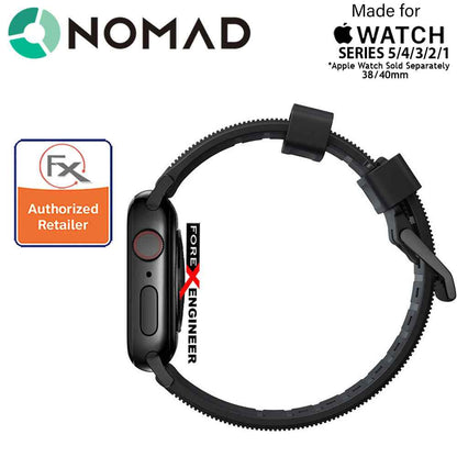 Nomad Rugged Strap Version 2 for Apple Watch Series 7 - SE - 6 - 5 - 4 - 3 - 2 - 1 ( 41mm - 40mm - 38mm ) - Black ( Barcode: 856500018751 )