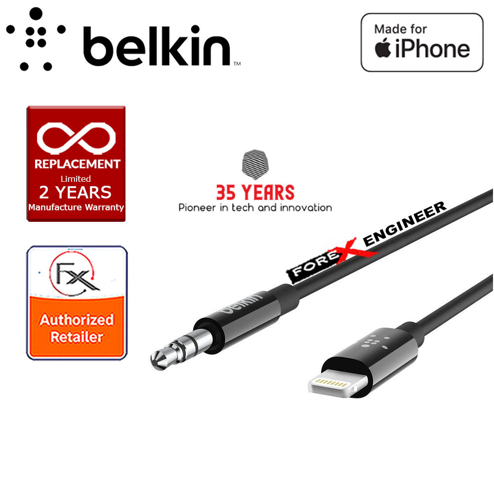 Belkin 3.5mm Audio Cable With Lightning Connector - MFi-Certified Lightning to Aux Cable for iPhone - Black