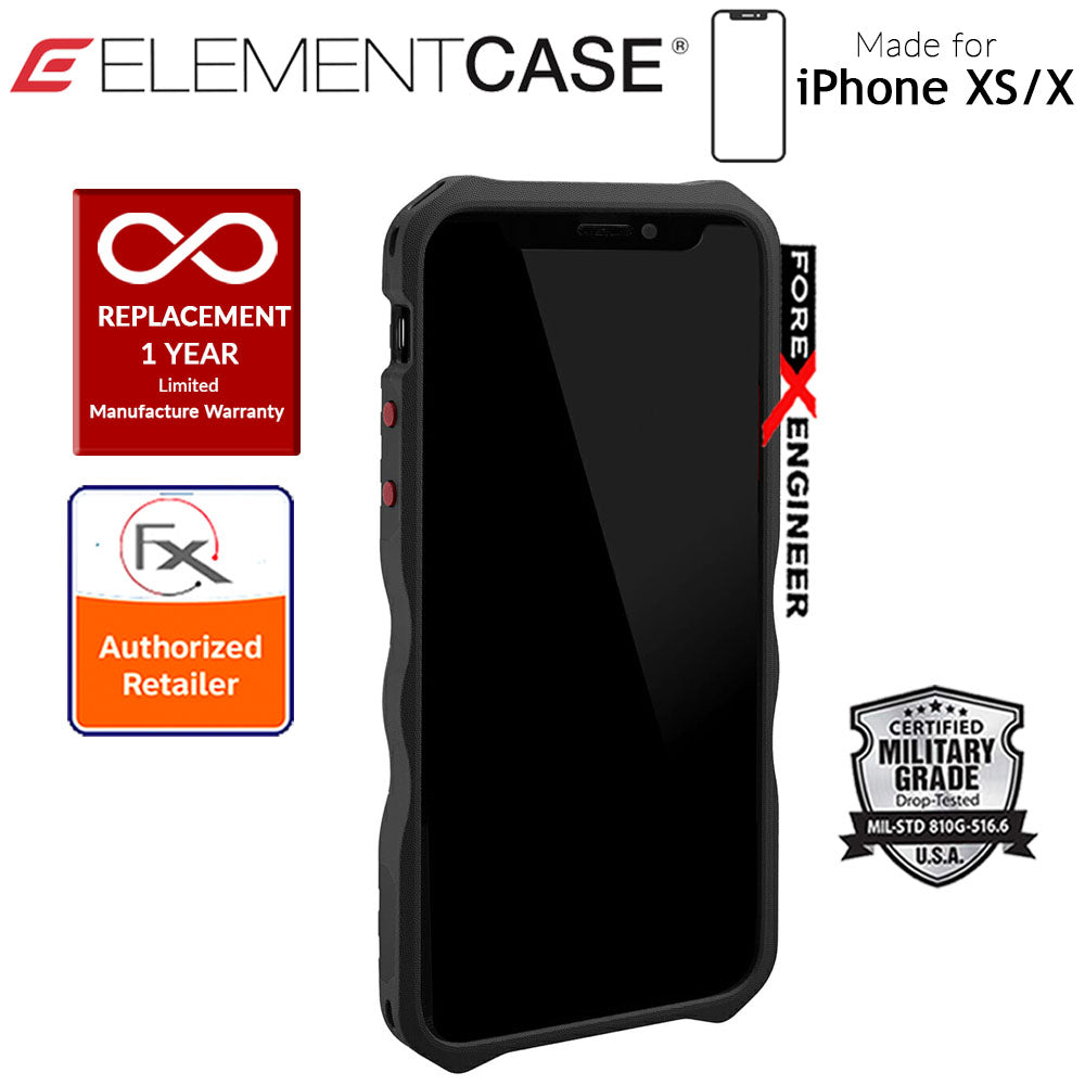 Element Case Recon for iPhone X - Xs - Military Grade Drop Proof Protection Case - Black