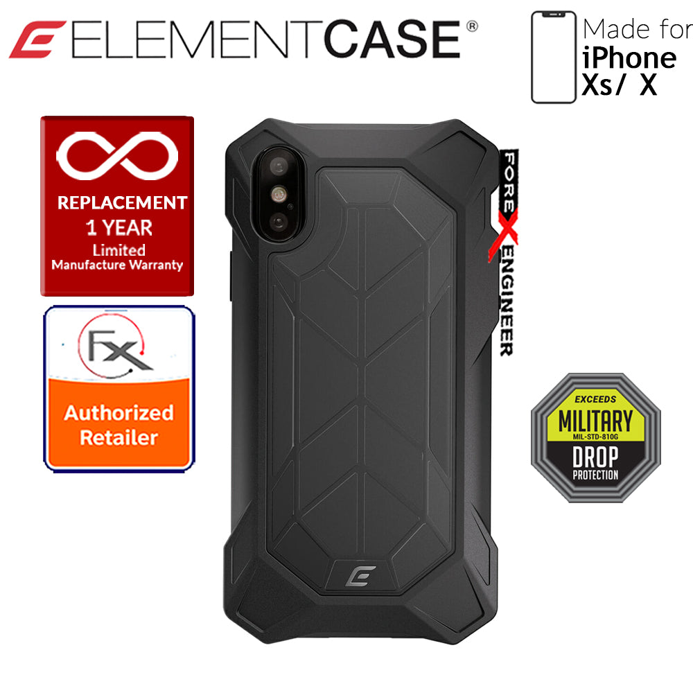 Element Case Rev for iPhone Xs - X - 3 meters Drop Proof Protection - Black