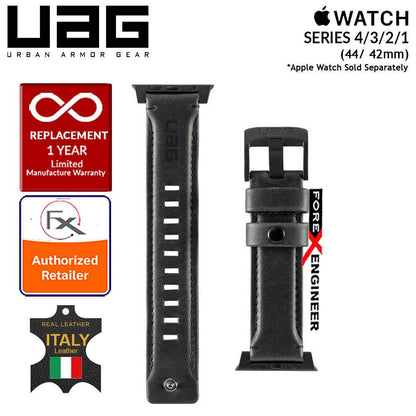 UAG Leather Strap for Apple Watch Series 7 - SE - 6 - 5 - 4 - 3 - 2 - 1 ( 45mm - 42mm - 44mm ) - Made with Italian Leather - Black (Barcode: 812451031874 ) - Forexengineer-malaysia