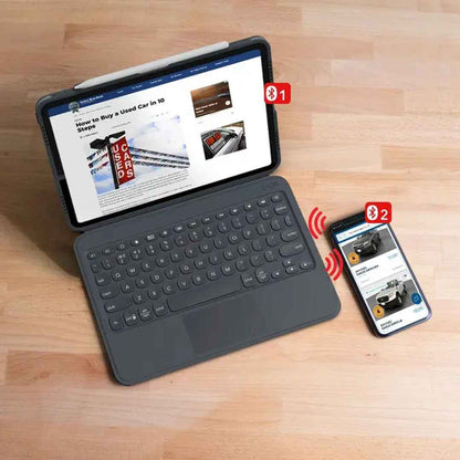 ZAGG Pro Keys with Trackpad for Apple iPad 10.2 inch 7th - 8th - 9th Gen ( 2019 - 2021 ) - Charcoal (Barcode: 840056143432 )