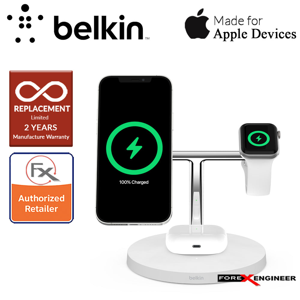 Belkin BOOST↑CHARGE™ PRO 3-in-1 Wireless Charger with MagSafe - White Colour (Barcode : 745883819430)