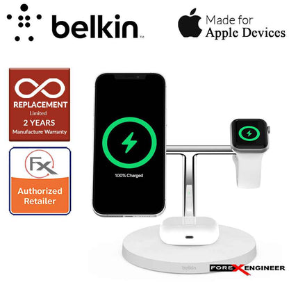 Belkin BOOST↑CHARGE™ PRO 3-in-1 Wireless Charger with MagSafe - White Colour (Barcode : 745883819430)