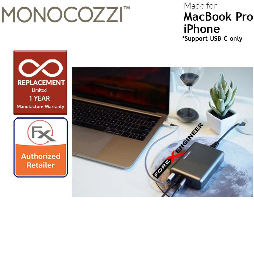 Monocozzi Moxie 75W Power Cuboid - Support USB-C Macbook Pro Full Speed Charge and iPhone USB-C for fast charge ( Barcode : 4895199103696 )