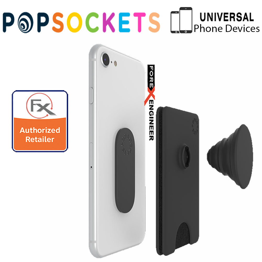 PopSockets PopWallet+ - PopWallet Plus - hold up to 3 credit cards or 6 business cards - Black Color ( Barcode : 842978158075 )