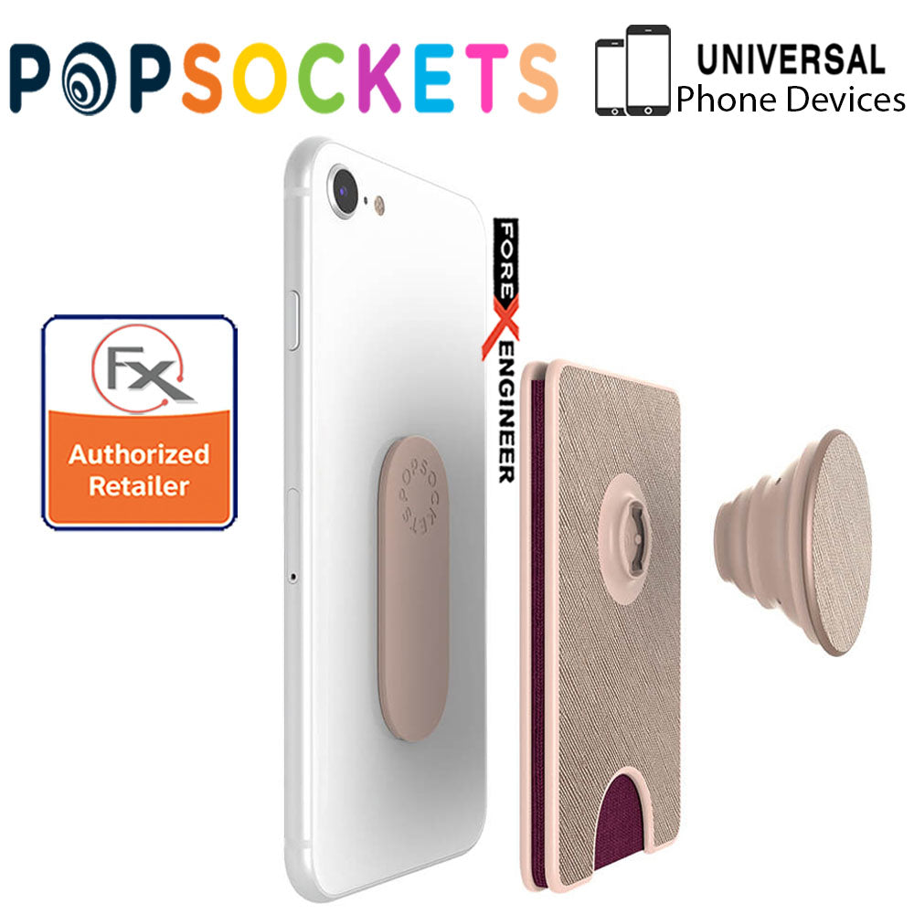 PopSockets PopWallet+ - PopWallet Plus PREMIUM - hold up to 3 credit cards or 6 business cards -  Saffiano Rose Gold Color ( Barcode : 842978158105 )