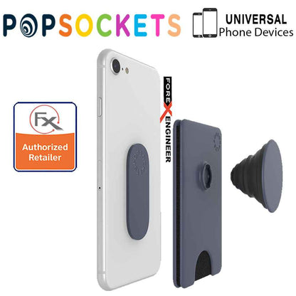 PopSockets PopWallet+ - PopWallet Plus - hold up to 3 credit cards or 6 business cards - Shadow Blue Color ( Barcode : 842978158068 )