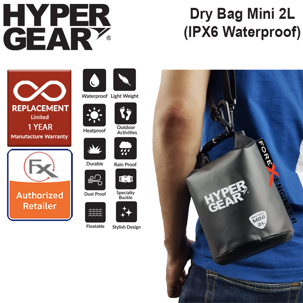 HyperGear Dry Bag Mini 2L - IPX6 Waterproof Specification - Black