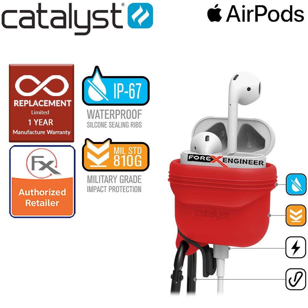 Catalyst Waterproof Case for Airpods - 1 meters deep with 1.2 meters drop protection - Flame Red Color