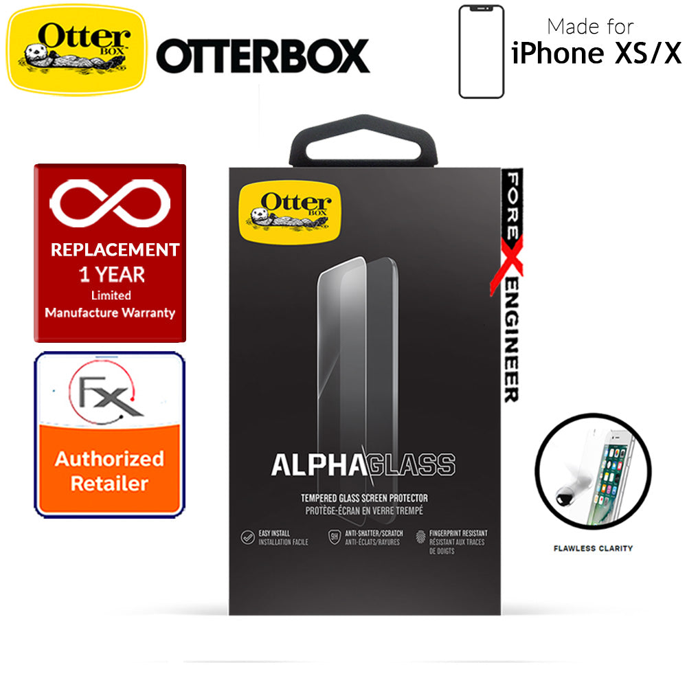 OtterBox Alpha Glass Screen Protector for iPhone Xs - X - Tempered Glass with Resists Scratches and Shattering - Clear