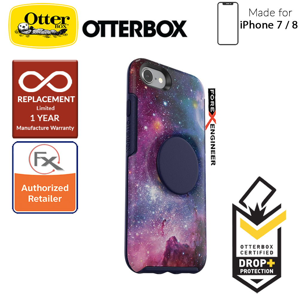 OTTER + POP Symmetry for iPhone 7 - 8 - Slim Protective Case with Pop Sockets - Blue Nebula