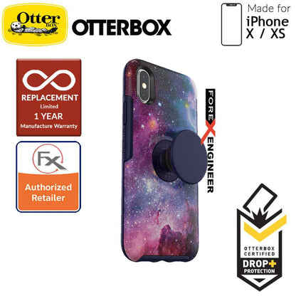 OTTER + POP Symmetry for iPhone X - Xs - Slim Protective Case with Pop Sockets - Blue Nebula - Forexengineer-malaysia