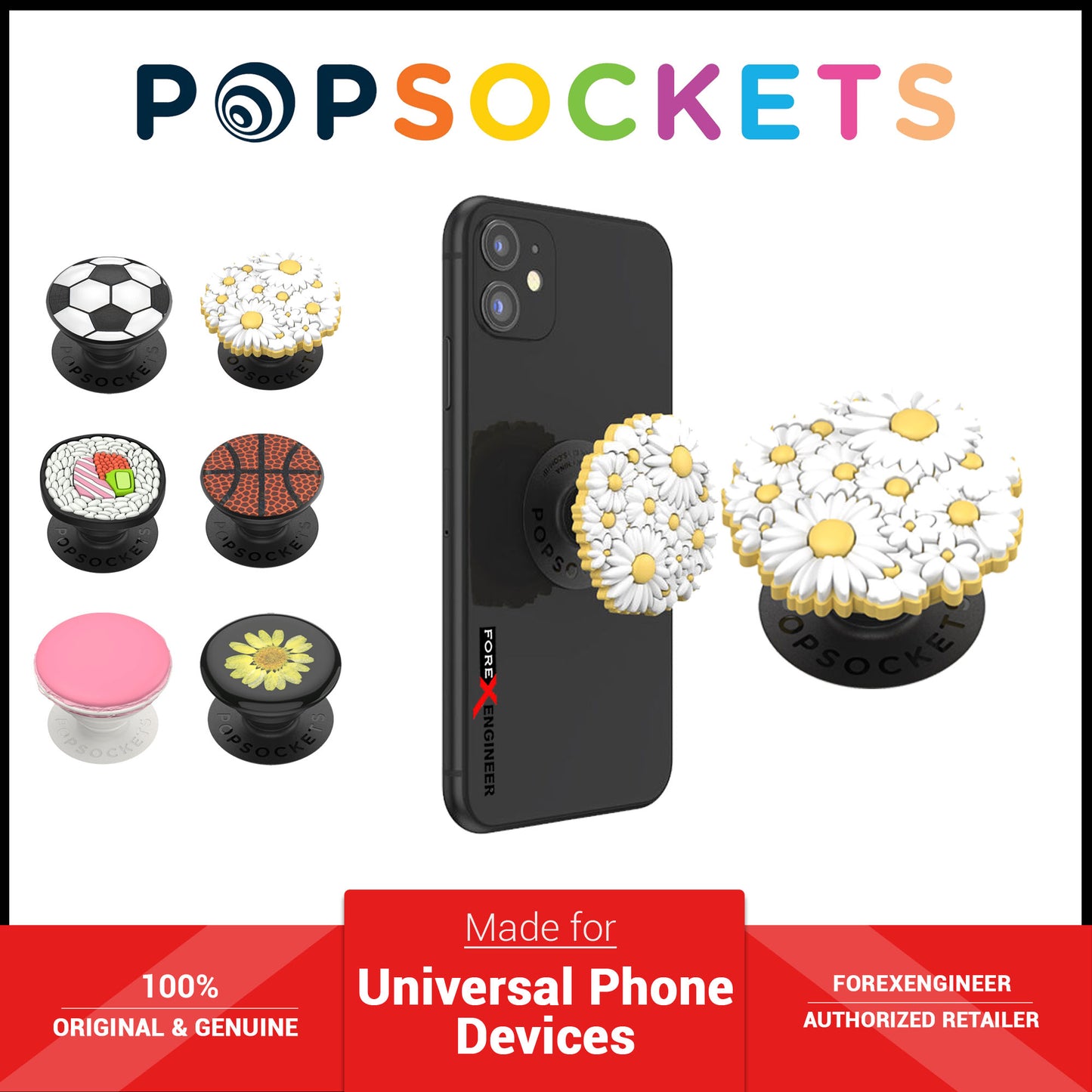 PopSockets Swappable PopGrip Premium Soccer Ball