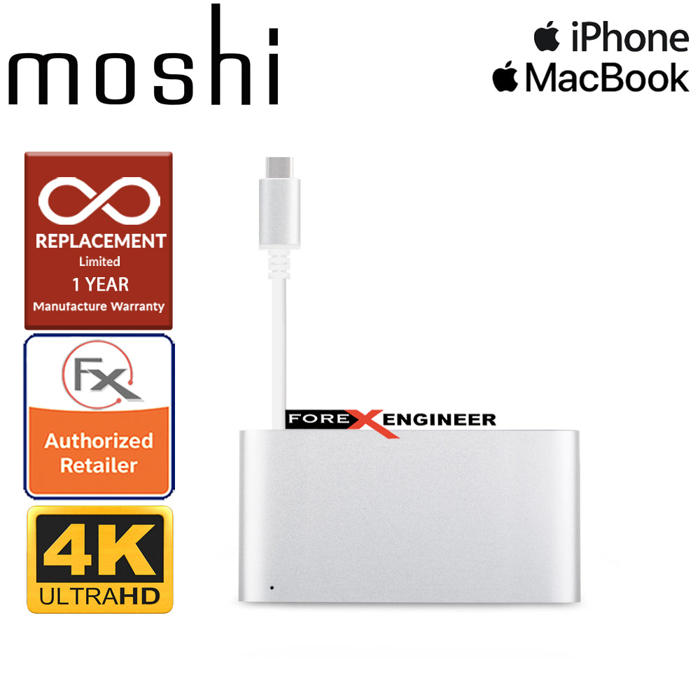 Moshi USB-C Multiport Adapter 3-in-1 hub ( USB-C - HDMI - Micro USB ) - Silver - Forexengineer -Malaysia- 4712052319370