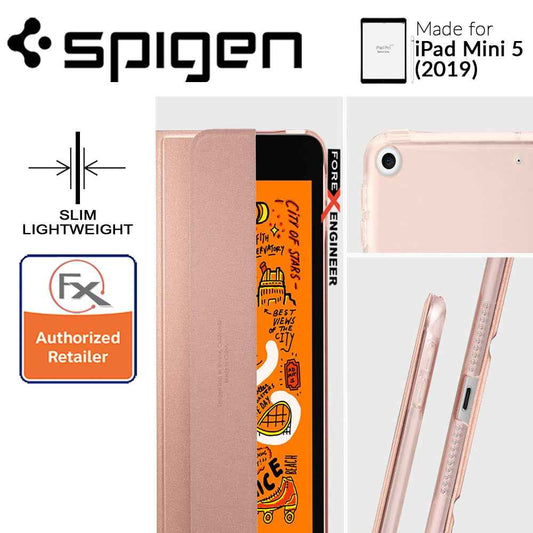 Spigen Smart Fold Case for iPad Mini 4 - iPad Mini 5 (2019) - Leather Tri-Fold Cover - Rose Gold (Barcode: 8809640255120 ) - Forexengineer-malaysia