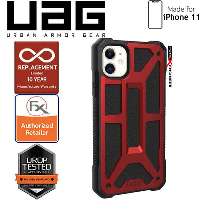 UAG Monarch for iPhone 11 - Rugged Military Drop Tested - Crimson - Forexengineer-malaysia