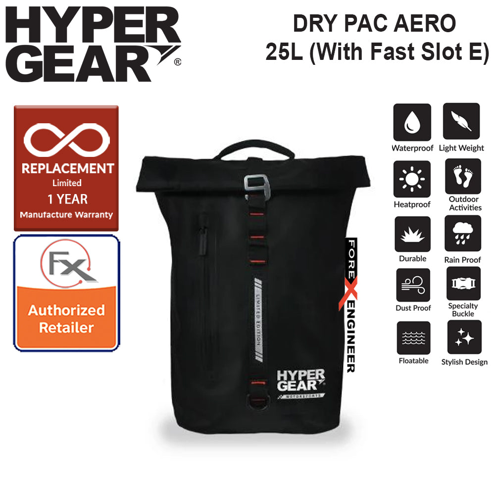 Hypergear Dry Pac  Aero 25L - Heavy-duty Design and IPX6 Waterproof Specification - Black ( Bundle With Fast Slot E) (302111+306051)