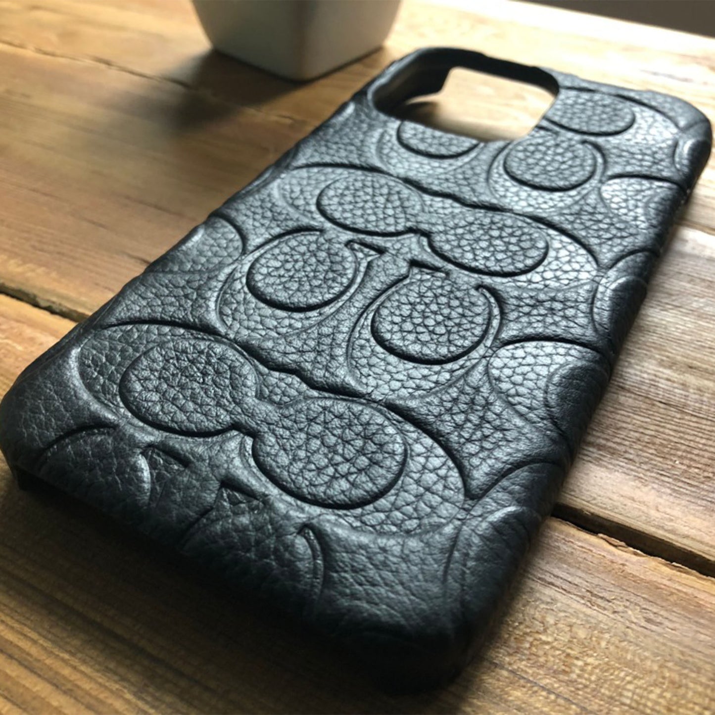 Coach Leather Slim Wrap for iPhone 14 Pro - Black Emboss Signature C Pebbled Leather (Barcode: 650450080963 )