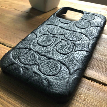 Coach Leather Slim Wrap for iPhone 14 Pro Max - Black Emboss Signature C Pebbled Leather (Barcode: 650450081120 )