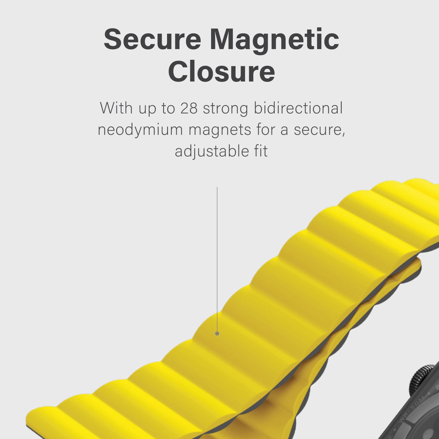 UNIQ Revix Magnetic Silicone Strap for Apple Watch Series 7 - SE - 6 - 5 - 4 - 3 - 2 - 1 ( 45mm - 44mm - 42mm ) - Lemon ( Yellow - Grey ) (Barcode: 8886463679135 )