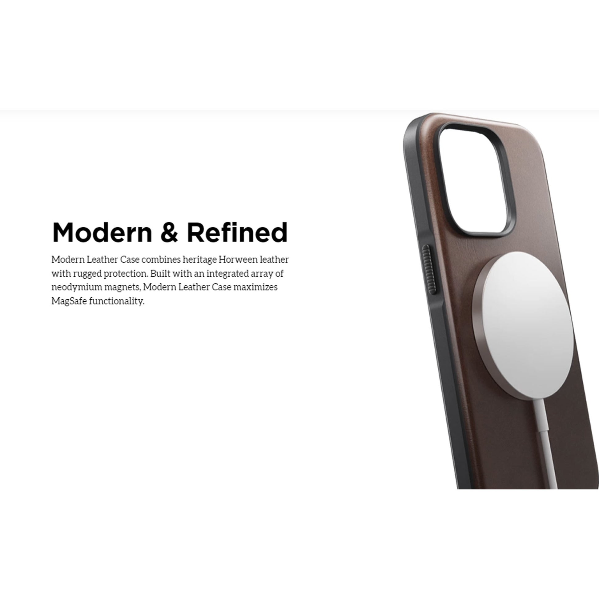 [ONLINE EXCLUSIVE] Nomad Modern Leather Horween Case for iPhone 14 Pro - MagSafe Compatible - Rustic Brown (Barcode: 856500012254 ) - Forexengineer -Malaysia- 856500012254