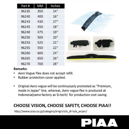 PIAA AERO VOGUE FLEX Car Wiper ( 18" ) - Black (Barcode: 4960311050940 )
