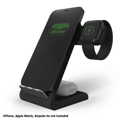 STM ChargeTree Swing 3 in 1 Wireless Charging Station - for iPhone , Apple Watch , and Airpods - Black (Barcode: 810046111222 )