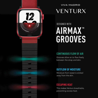 VIVA MADRID Venturx Leather Strap for Apple Watch Series 7 - SE - 6 - 5 - 4 - 3 - 2 - 1 ( 45mm - 42mm - 44mm ) - Red (Barcode: 8886461237566 )