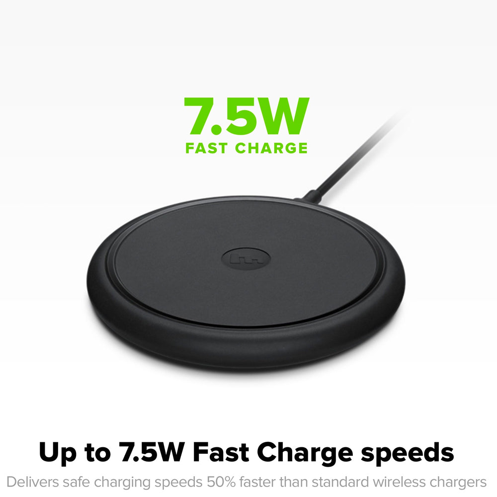 [RACKV2_CLEARANCE] Mophie Wireless Charging Base 7.5W wireless technology for Qi-enabled Device (round shape) - Apple Optimized - Black (wireless charging station)