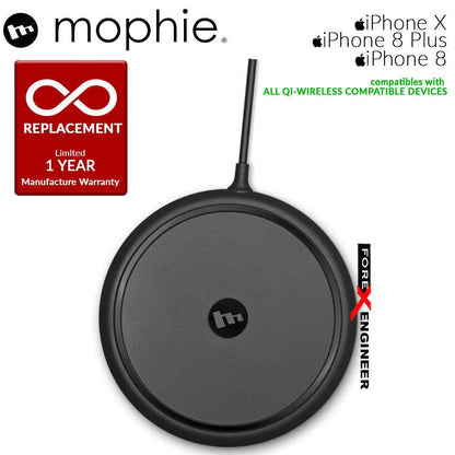 Mophie Wireless Charging Base 7.5W wireless technology for Qi-enabled Device (round shape) - Apple Optimized - Black (wireless charging station) - Forexengineer-malaysia