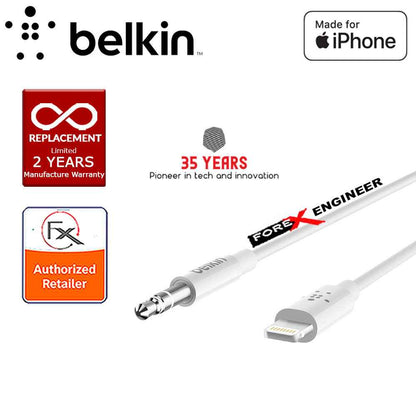 Belkin 3.5mm Audio Cable With Lightning Connector - MFi-Certified Lightning to Aux Cable for iPhone - White - Forexengineer-malaysia