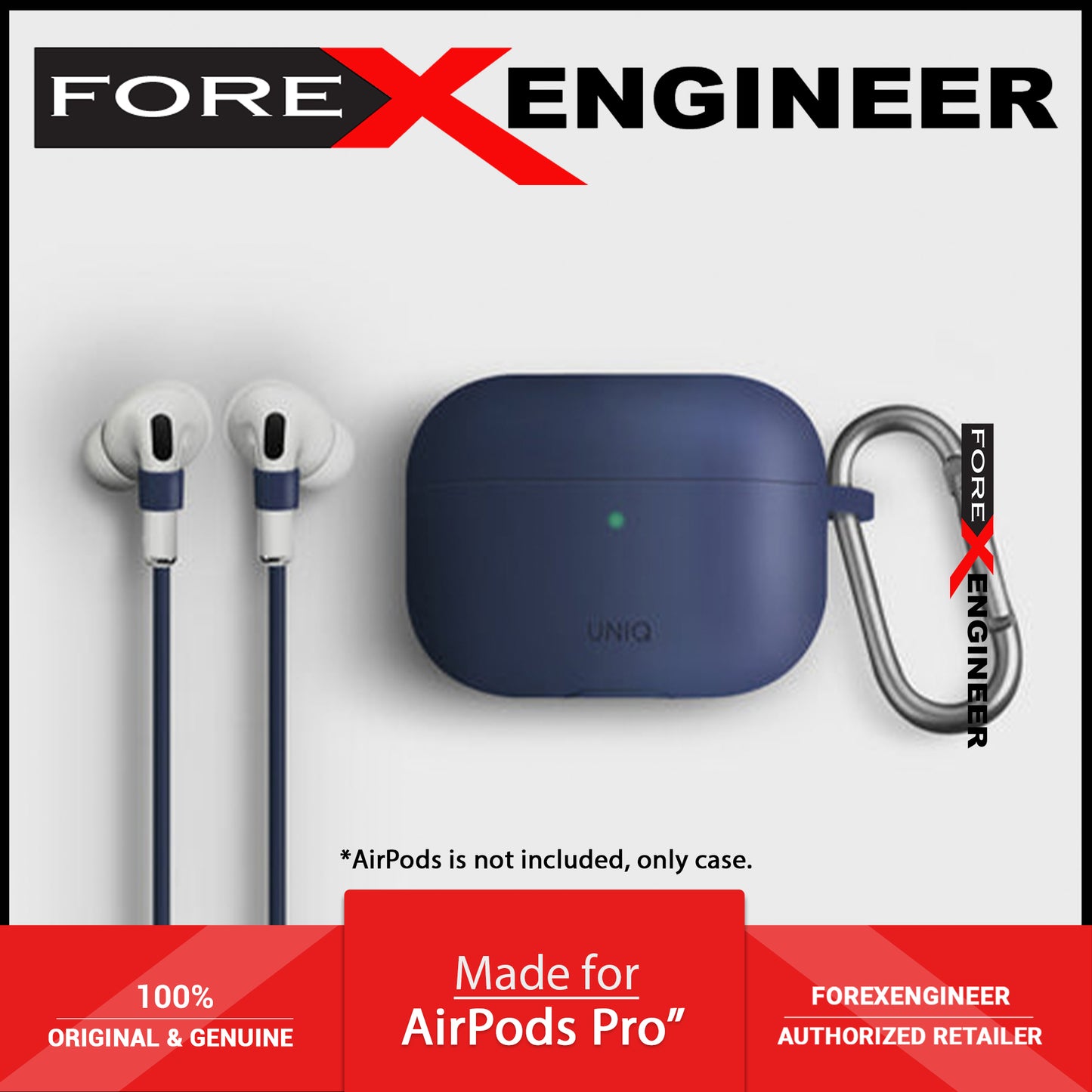 UNIQ Vencer for Airpods Pro - Active Silicone with Carabiner and Strap - Blue (Barcode: 8886463672891 )