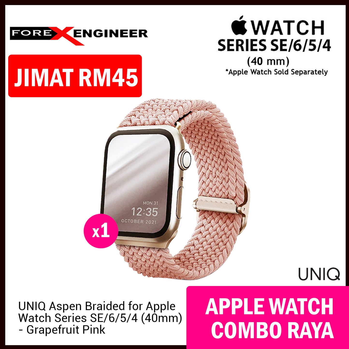 COMBO RAYA UNIQ Lino Watch Case + UNIQ Aspen Braided Strap for Apple Watch Series SE - 6 - 5 - 4 ( 40mm )