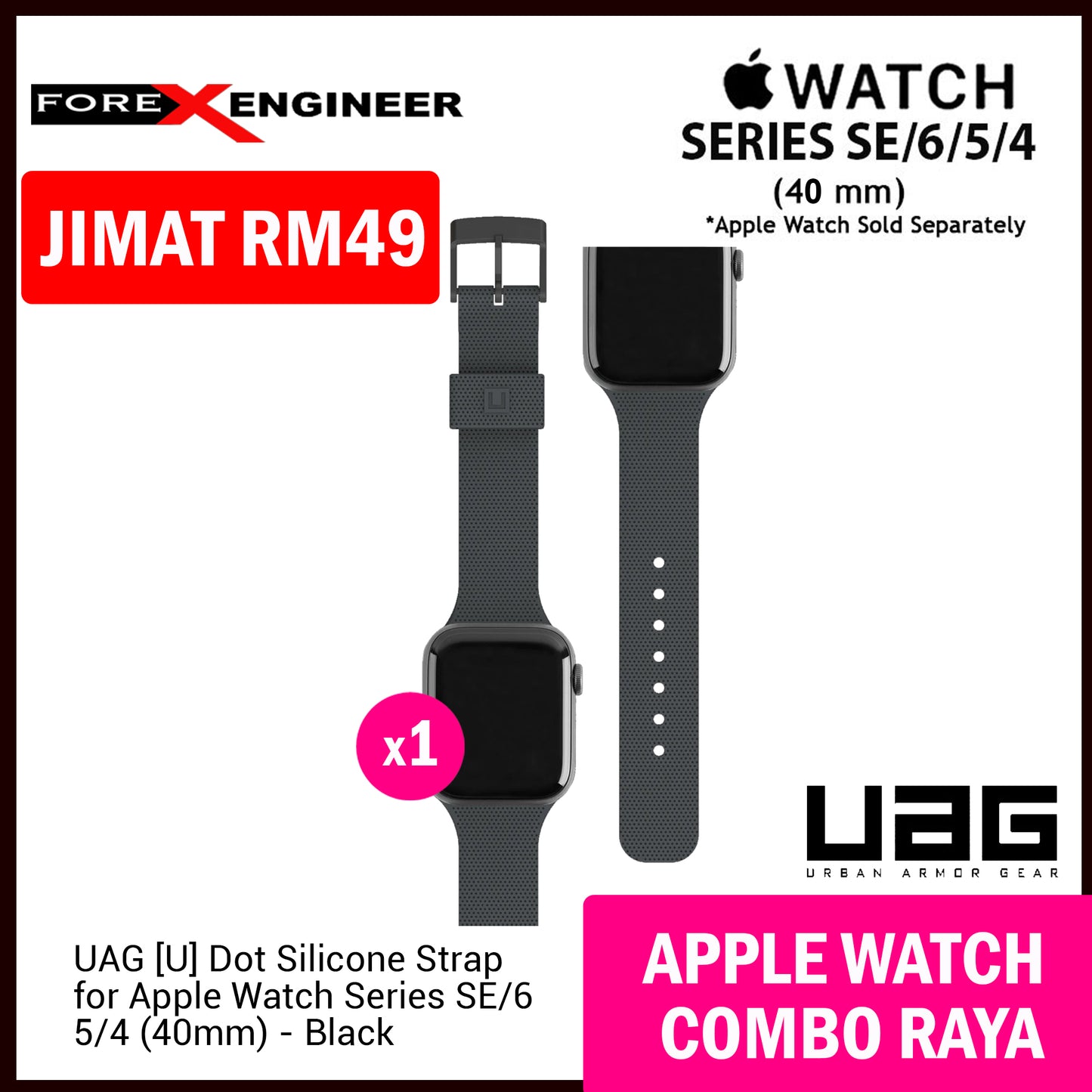 COMBO RAYA UNIQ Lino Watch Case + UAG [U] Dot Silicone Strap for Apple Watch Series SE - 6 - 5 - 4 ( 40mm )