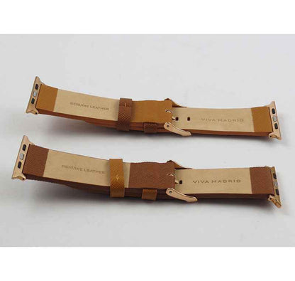 VIVA MADRID Montre Duo Leather Strap for Apple Watch Series 7 - SE - 6 - 5 - 4 - 3 - 2 - 1 ( 41mm - 40mm - 38mm )- Orange & Brown (Barcode: 8886461234589 )