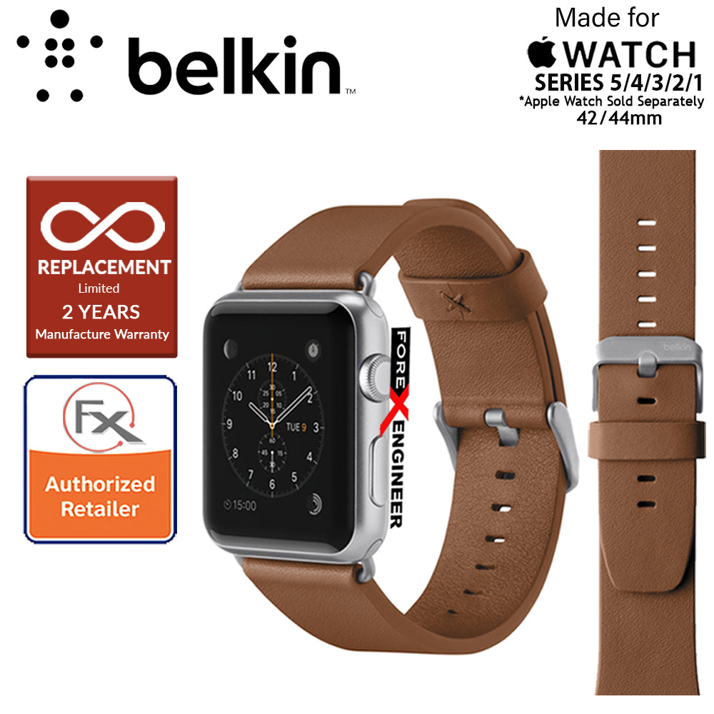 Belkin Classic Leather Band for Apple Watch Series 7 -  SE - 6 - 5 - 4 - 3 - 2 - 1 ( 42mm - 44mm ) ( Tan ) ( Barcode : 745883723744 )