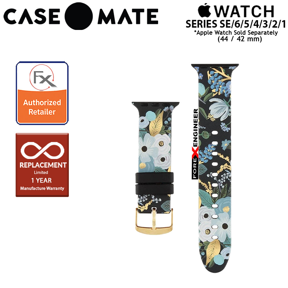 Case Mate Rifle Paper Watch Band for Apple Watch Series 7 - SE - 6 - 4 - 3 - 2 - 1  ( 45mm - 44mm - 42mm ) - Garden Party Blue ( Barcode : 840171701111 )