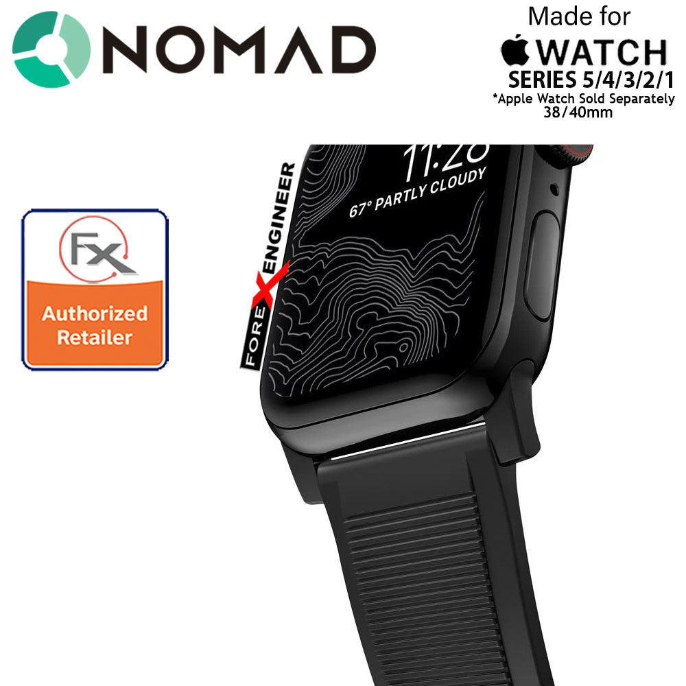 Nomad Rugged Strap Version 2 for Apple Watch Series 7 - SE - 6 - 5 - 4 - 3 - 2 - 1 ( 41mm - 40mm - 38mm ) - Black ( Barcode: 856500018751 )