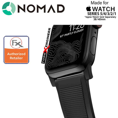 Nomad Rugged Strap Version 2 for Apple Watch Series 7 - SE - 6 - 5 - 4 - 3 - 2 - 1 ( 41mm - 40mm - 38mm ) - Black ( Barcode: 856500018751 )
