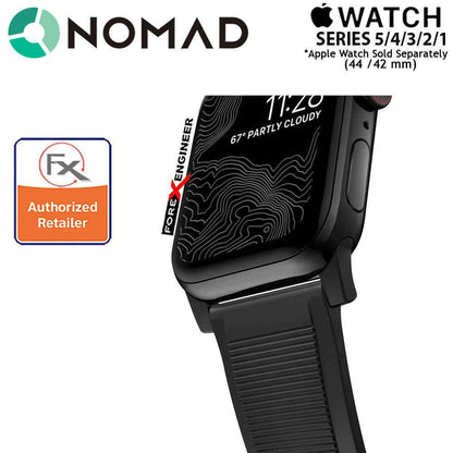 [ONLINE EXCLUSIVE] Nomad Rugged Strap Version 2 for Apple Watch Series 7 - SE - 6 - 5 - 4 - 3 - 2 - 1 (  45mm - 42mm - 44mm ) - Black ( Barcode: 856500018645 )