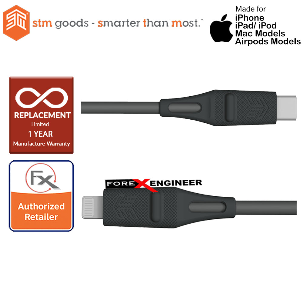 [RACKV2_CLEARANCE] STM Dux USB-C to Lightning (1.5m) - Meets optimum 5V 2.4A rating for fast charging ( Grey ) ( Barcode : 765951763809 )