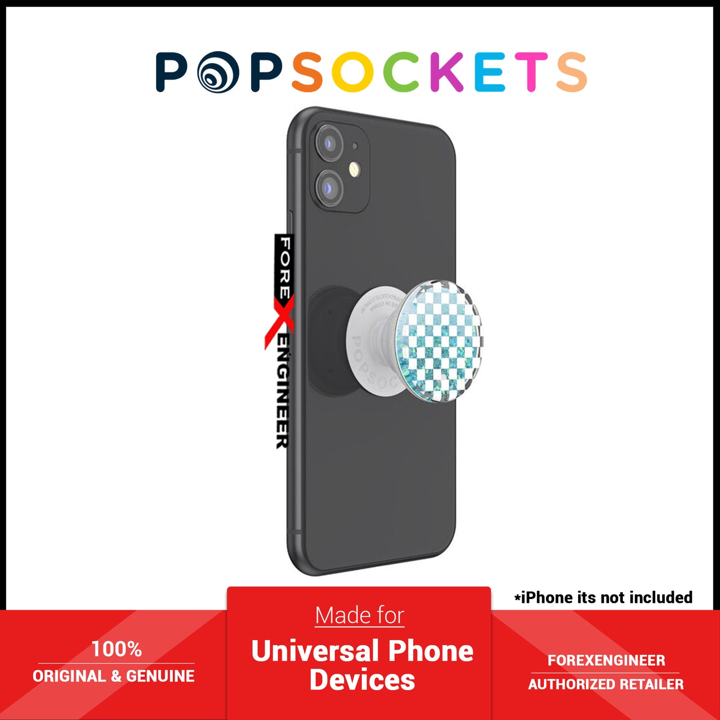 PopSockets PopGrip Swappable Premium - Tidepool Checker White (Barcode: 840173706992 )