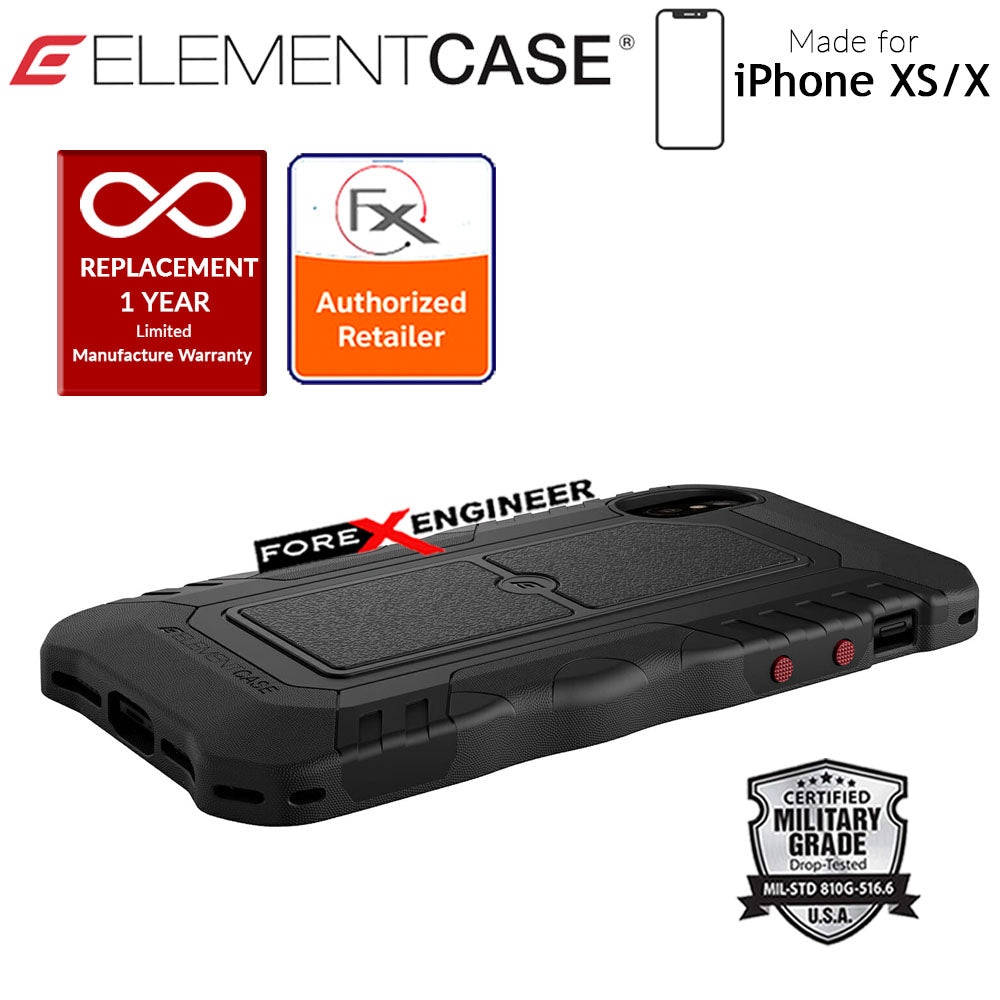 Element Case Recon for iPhone X - Xs - Military Grade Drop Proof Protection Case - Black