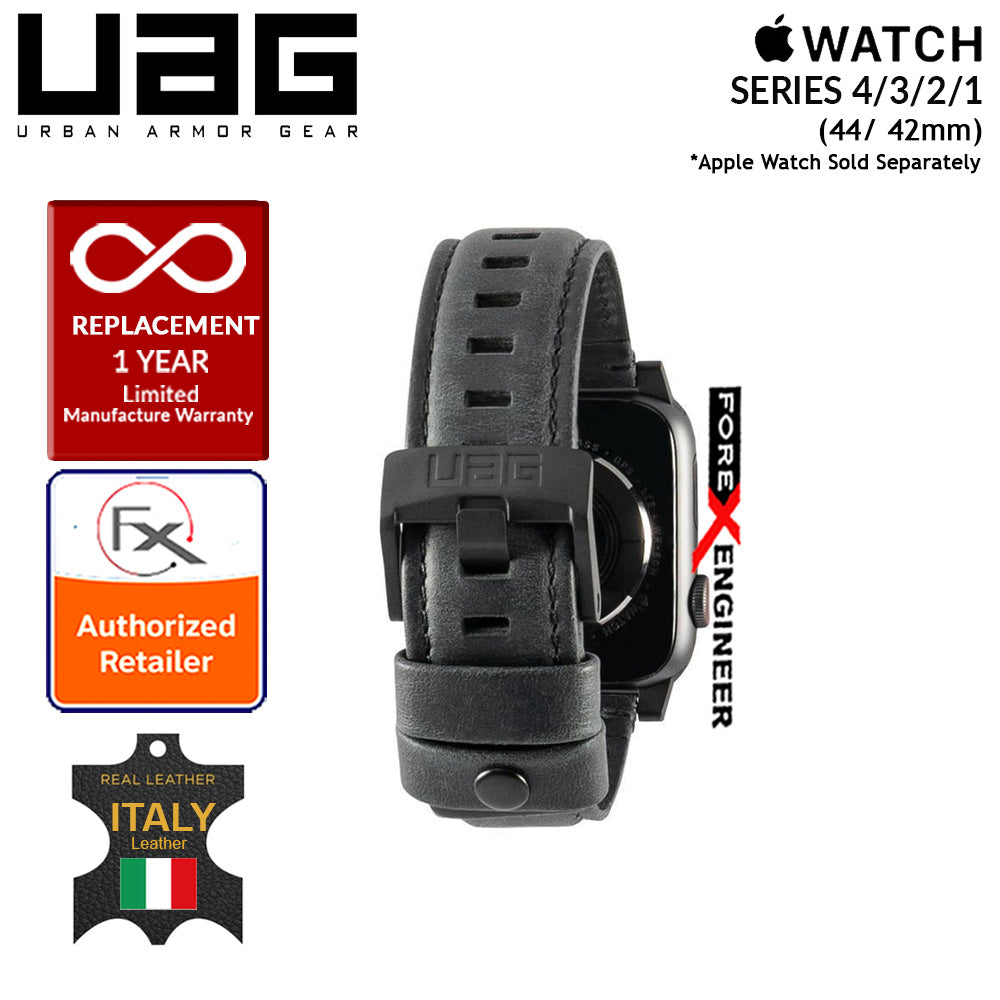 UAG Leather Strap for Apple Watch Series 7 - SE - 6 - 5 - 4 - 3 - 2 - 1 ( 45mm - 42mm - 44mm ) - Made with Italian Leather - Black (Barcode: 812451031874 )
