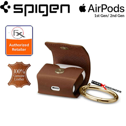Spigen La Manon Leather for AirPods 2nd Gen - 1st Gen - Brown - Forexengineer-malaysia
