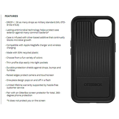 Otterbox Symmetry for iPhone 13 6.1" 5G - Antimicrobial Case - Black (Barcode: 840104284803 )